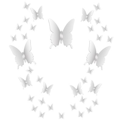 BBTO 36-Piece DIY Mirror Butterfly Wall Sticker Set