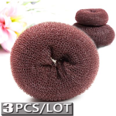 CareforYou 3-Piece Hair Donut Set, Bun Rings for Kids and Women, Brown