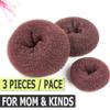 CareforYou 3-Piece Hair Donut Set, Bun Rings for Kids and Women, Brown view 2