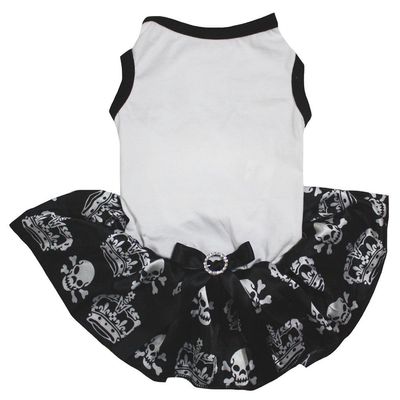 petitebelle Puppy Dog Dress, Plain White Skull Crown Tutu