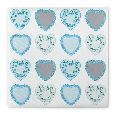 Sovie HOME Airlaid Napkin SWEET LOVE Blue, 40 x 40 cm, 1/4 Fold, 12 pcs