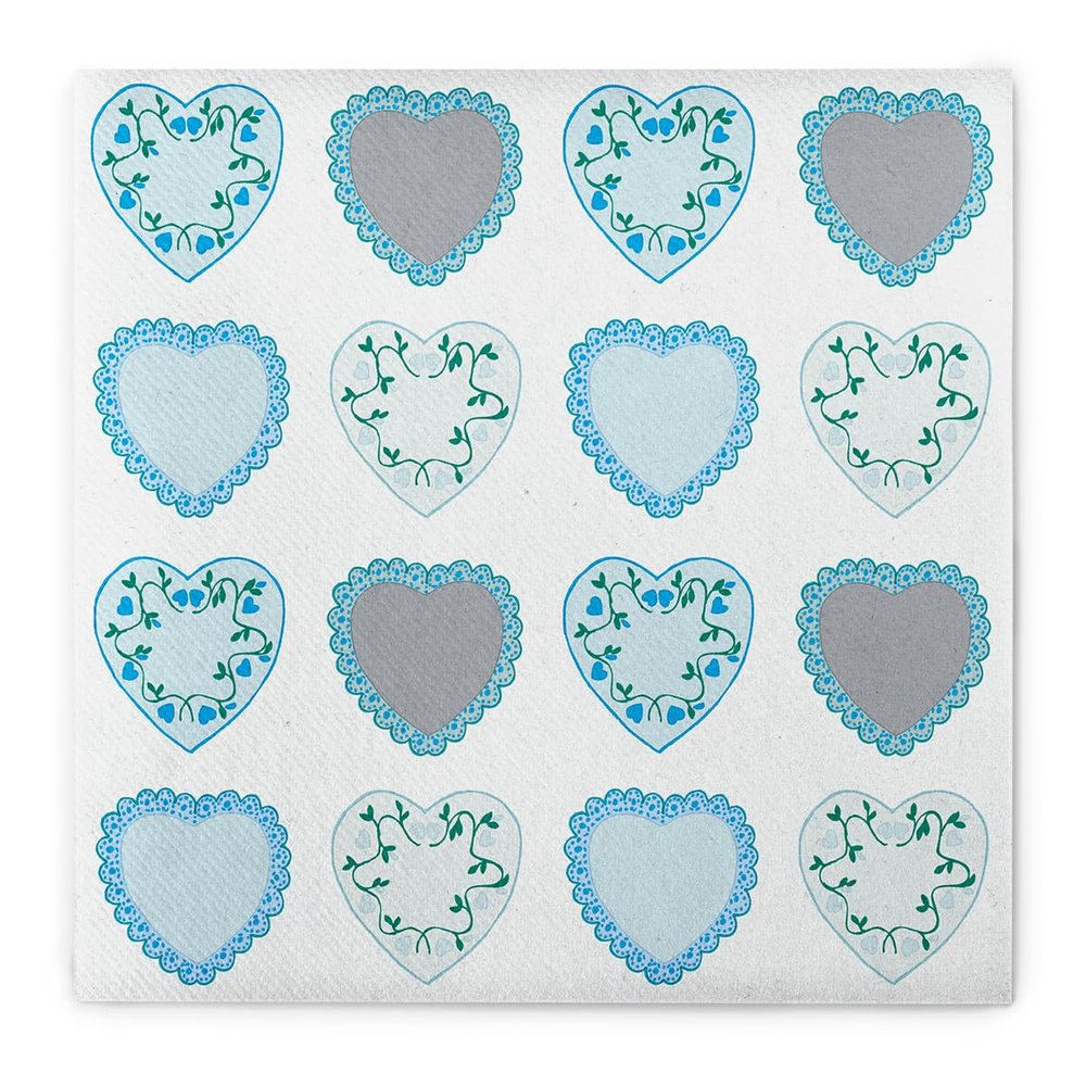 Sovie HOME Airlaid Napkin SWEET LOVE Blue, 40 x 40 cm, 1/4 Fold, 12 pcs
