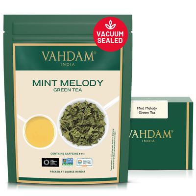 VAHDAM Mint Melody Green Mint Tea, 100 g, Gluten-Free, Hot/Iced Tea