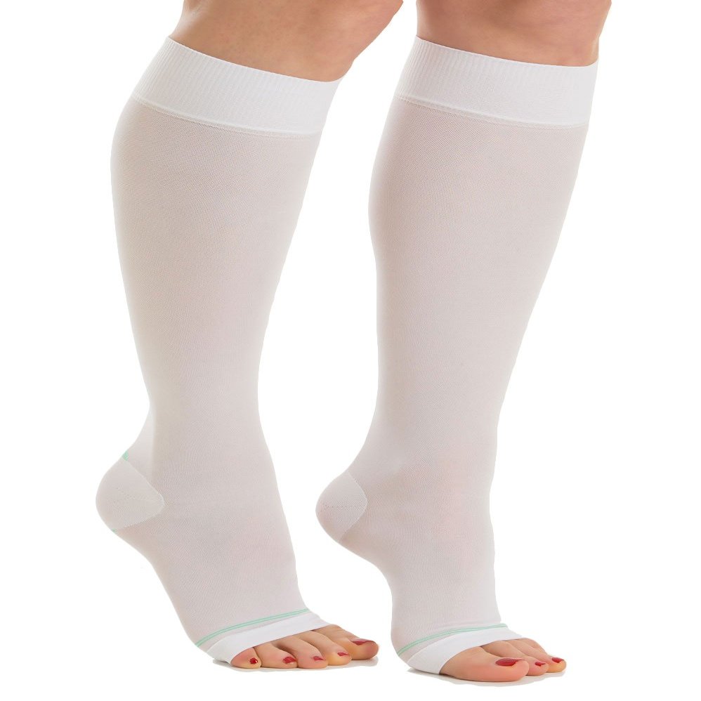Relaxsan Anti-Embolism M0350A (1 Pair, White, XL) Class 1 Knee-High Compression Stockings, 18–23 mmHg