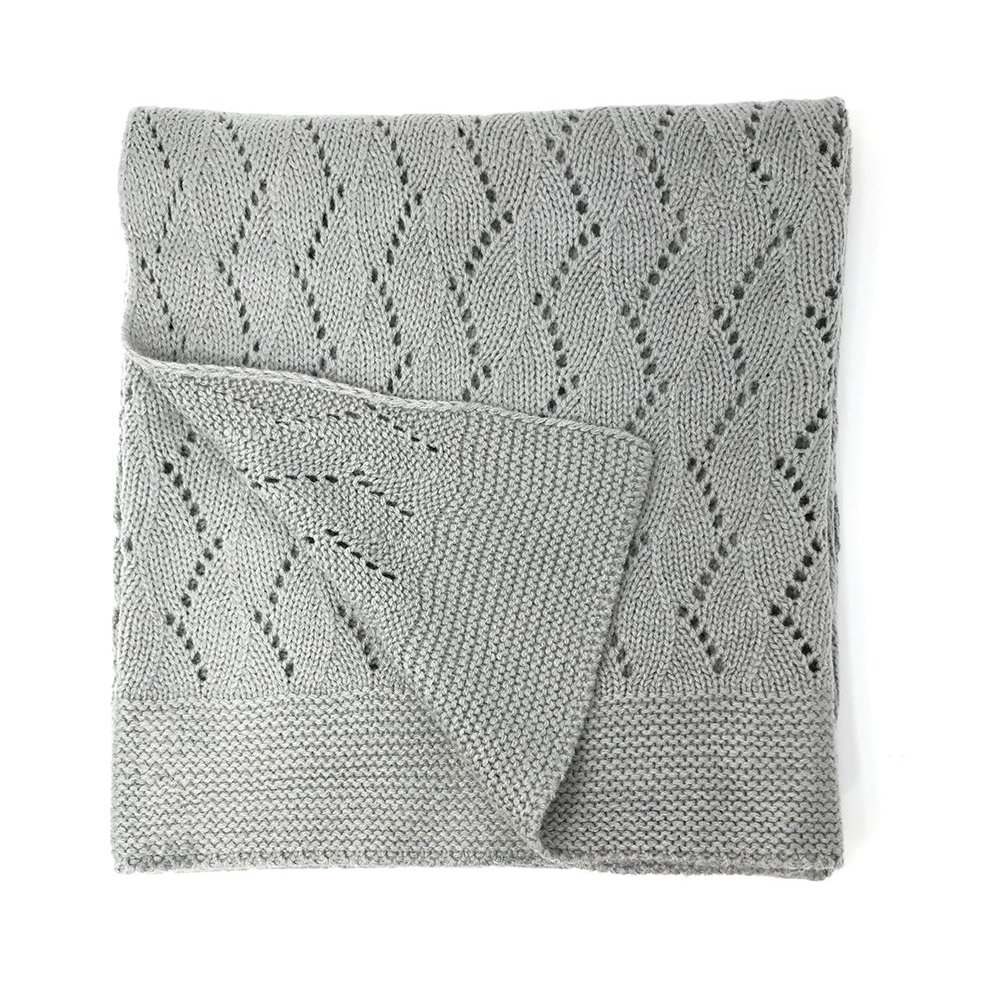 effe bebe Ravelry Knitted Baby Blanket, 76.2 x 101.6 cm (Classic Gray)
