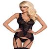 Selente Love & Fun Seductive 3-Piece Women's Lingerie Set with Corset, Garters, Thong & Satin Blindfold, Made in EU, Black, S/M view 4
