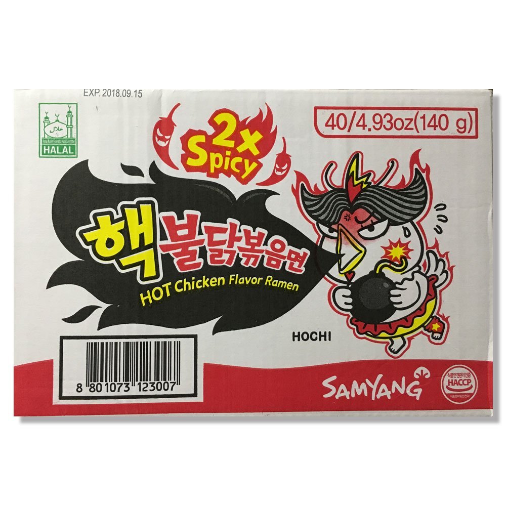 Samyang Buldak Hot Chicken Flavor Ramen 2X Spicy Instant Noodles, 40-Pack (40 x 140 g)