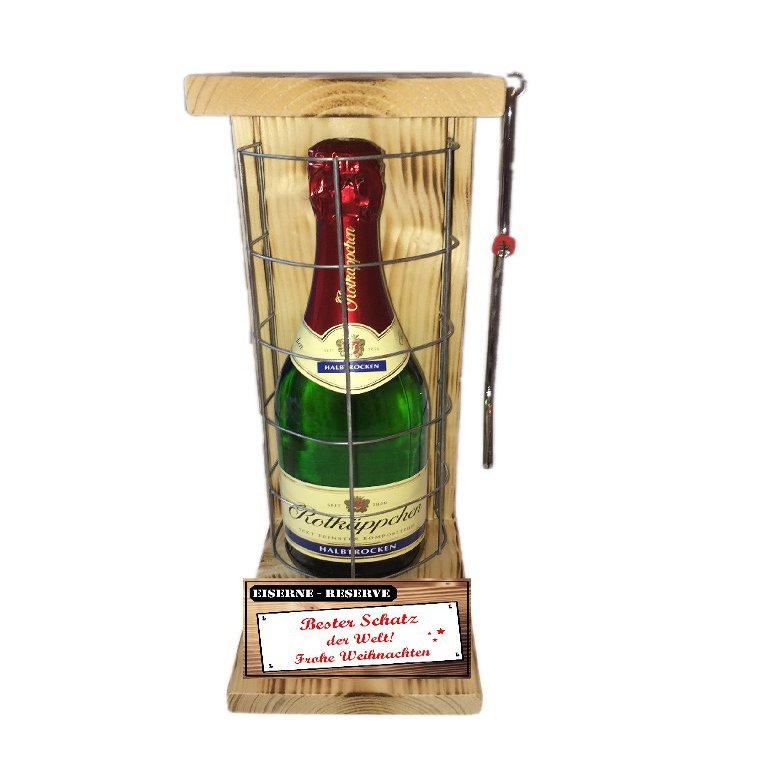 Christmas Gift for Your Sweetheart – Rotkäppchen Sparkling Wine in an Iron Cage with Red “Best Sweetheart in the World – Merry Christmas” Text (1 x 0.75 L)
