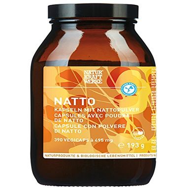 Natto Freeze-Dried Powder in Vegan Capsules, GMO-Free, 390 Count, 495 mg