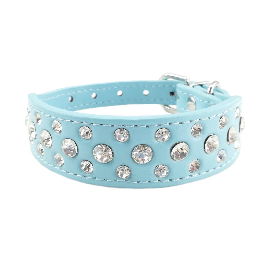 Newtensina Pet Collar Bling Puppy Collar for Girls - Blue - M