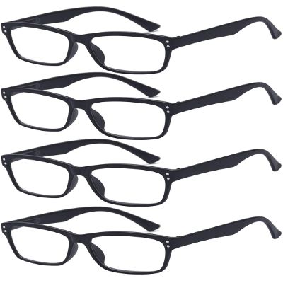 ALWAYSUV 4-Pack Black Spring-Hinge Reading Glasses +1.25