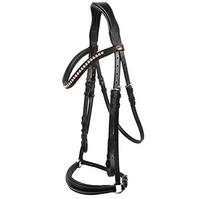 Hans Melzer Valluhn Bridle, Black/Silver, Hanoverian Noseband, Patent Leather, COB