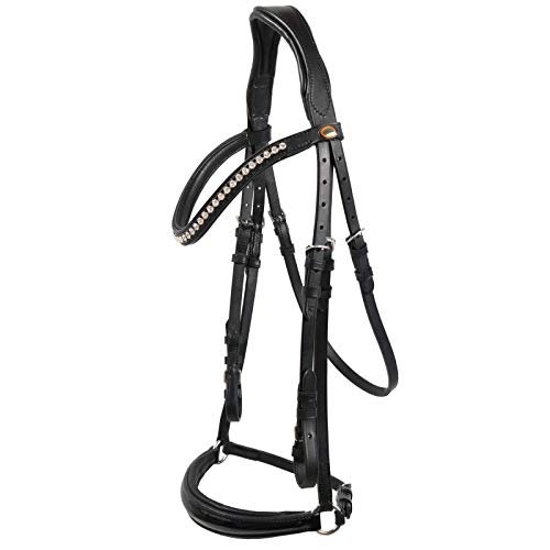 Hans Melzer Valluhn Bridle, Black/Silver, Hanoverian Noseband, Patent Leather, COB