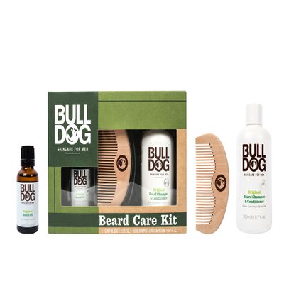 Bulldog Skincare Beard Care Kit with Oil, Shampoo, Conditioner and Comb, Green