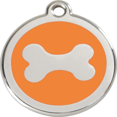 Red Dingo Bone Dog Tag with Engraving (S, Orange)