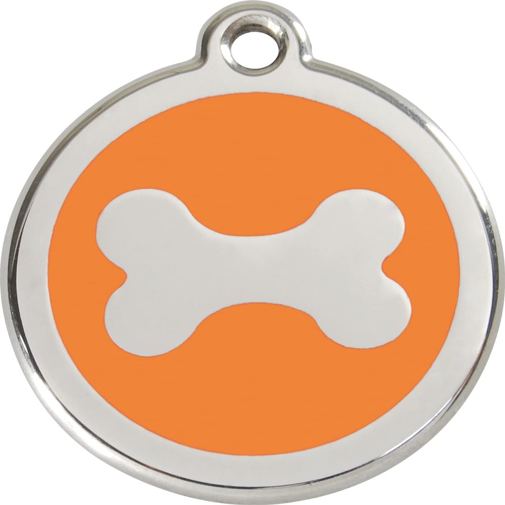 Red Dingo Bone Dog Tag with Engraving (S, Orange)