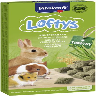 3-Pack Vitakraft Loftys with Timothy Crunchy Pillows for All Rodents, 100 g Each (36.50/kg)