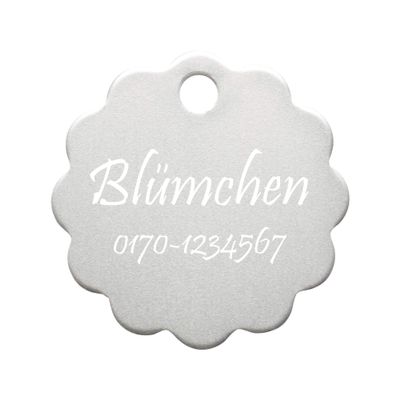 Flower Dog Tag with Engraving on One Side (S 25x25mm, Anthracite)