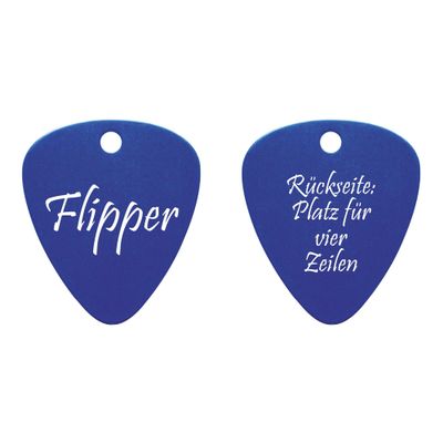 Plectrum-Shaped Dog Tag with Engraving on Both Sides (Dark Blue)