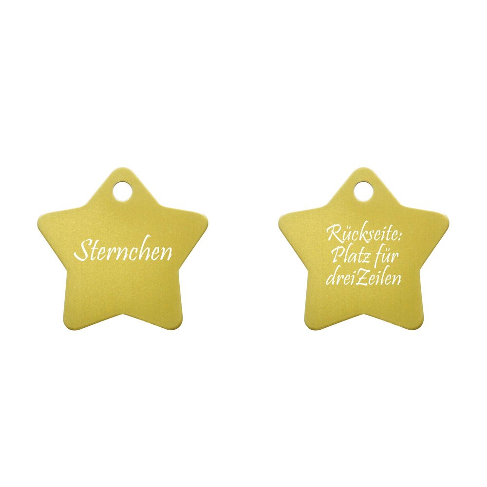 Star Dog Tag with Engraving on Both Sides (S, 27 x 27 mm), Yellow