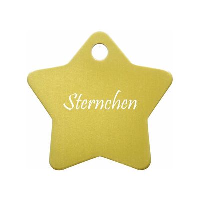 Star Dog Tag with Engraving on One Side (S (27x27mm), Yellow)