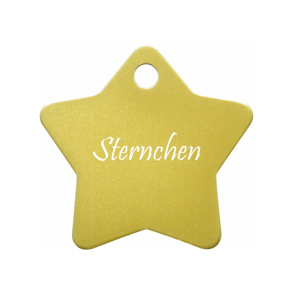 Star Dog Tag with Engraving on One Side (S (27x27mm), Yellow)