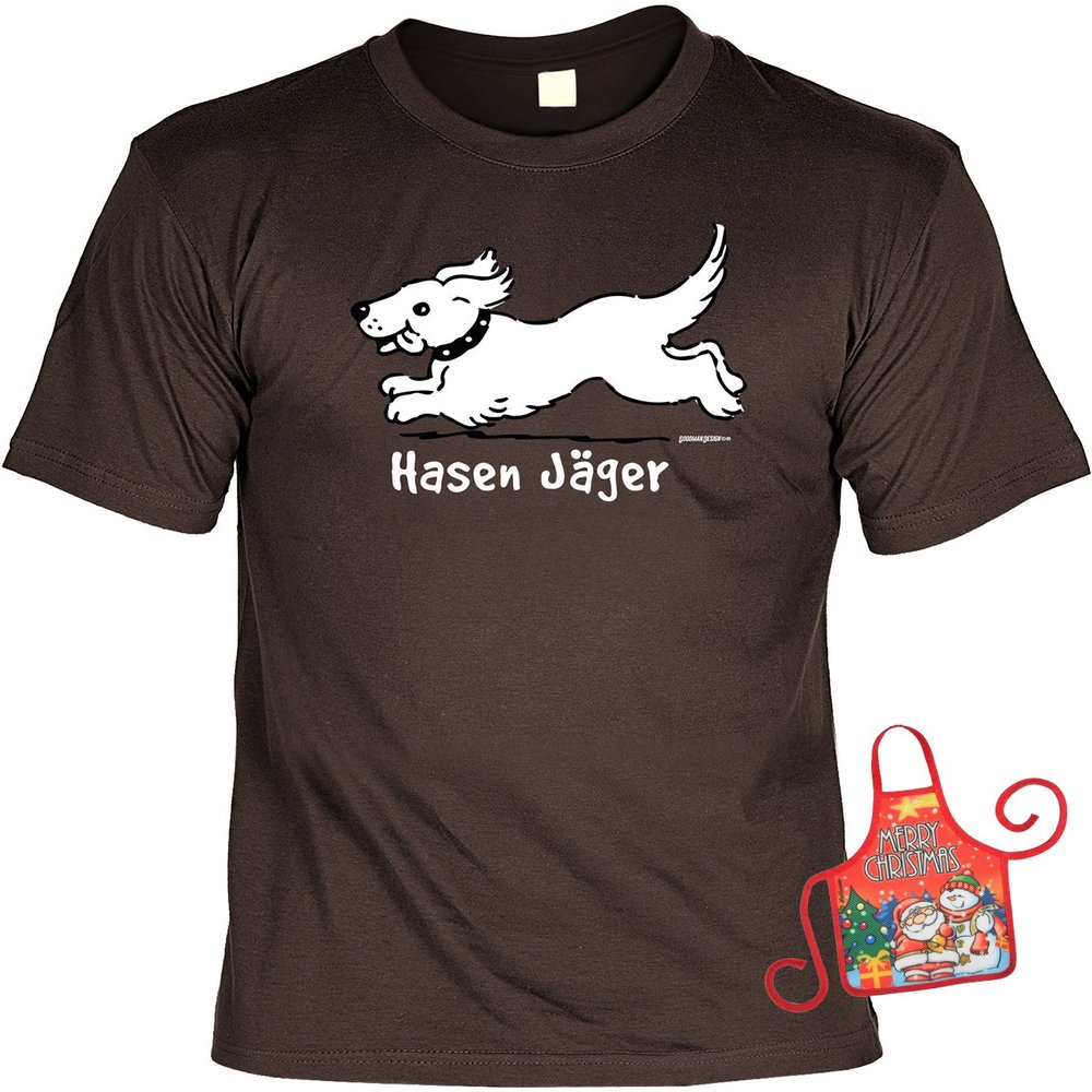 Dog Set - Funny Saying T-Shirt + Mini Bottle Apron: Rabbit Hunter, Size XL