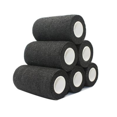 STpro Self-Adhesive Cohesive Bandage Tape, 10 cm x 6 Rolls, Black