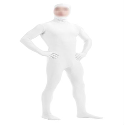 lucky baby store Zentai Costume Bodysuit for Boys and Men, Spandex, Open Face, White, XXL