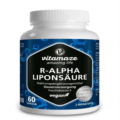 High-Dose R-Alpha-Lipoic Acid, 200 mg per Capsule, Vegan, 2-Month Supply, Natural Thioctic Acid, Made in Germany