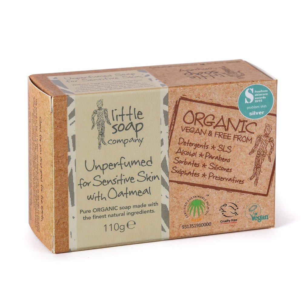 Little Soap Company Sensitive Unscented Oatmeal Soap Bar – Natural, Vegan & Organic (110 g)