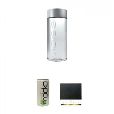 Voss Artesian Still Glacier Water, Moloko Soft Drink & Slate Coaster Gift Set