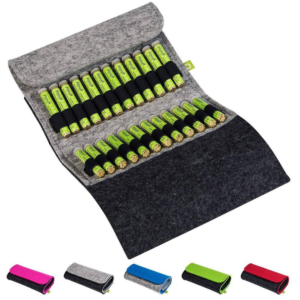 Homeopathic Pocket Kit with 24 Globule Tubes, Gray Felt