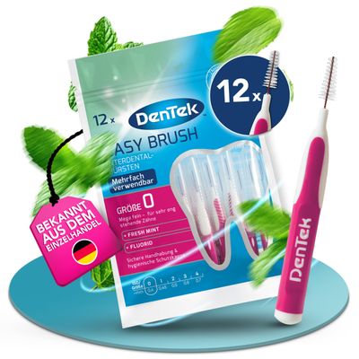 12 DenTek Easy Brush Interdental Brushes, ISO 0 Extra-Fine, Pink