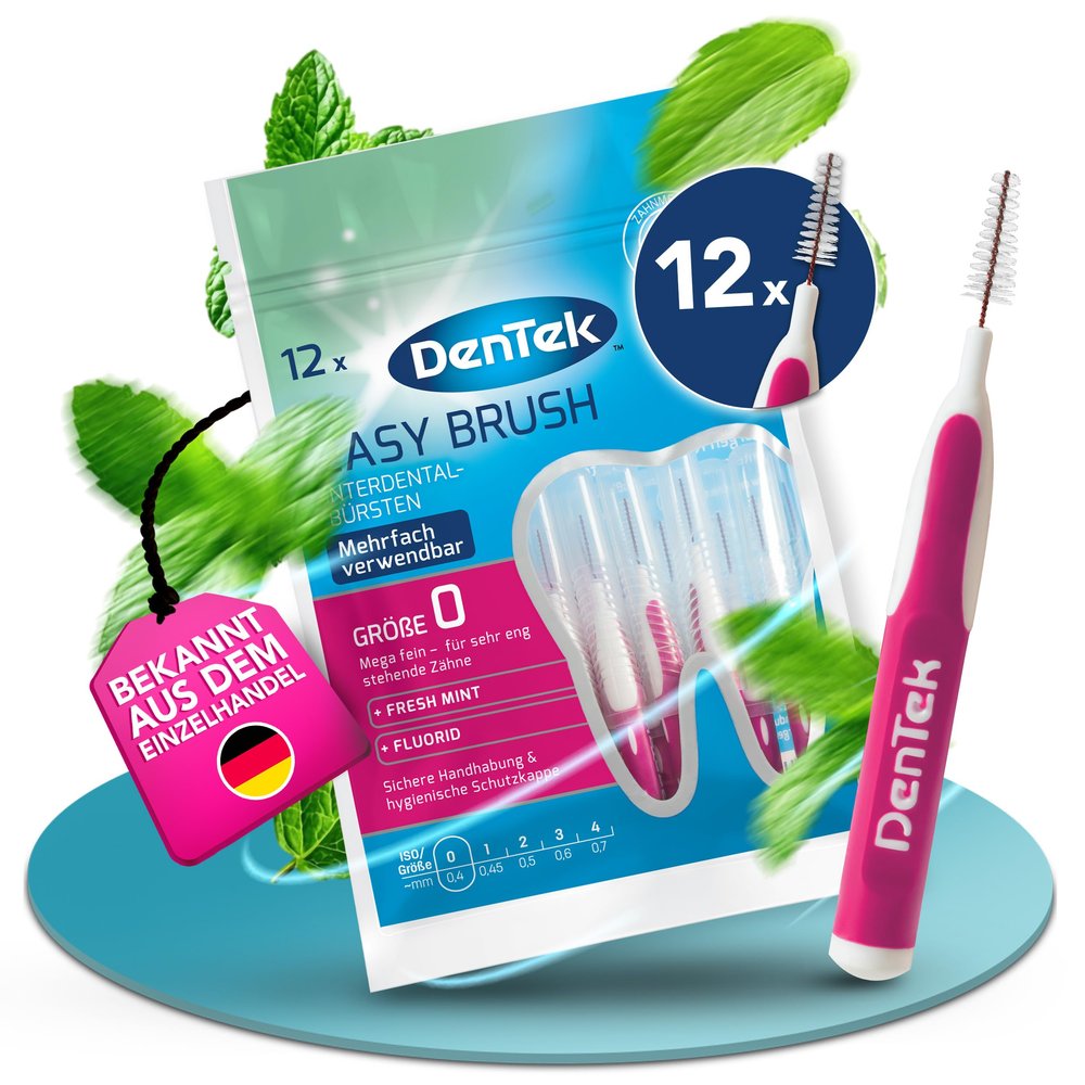 12 DenTek Easy Brush Interdental Brushes, ISO 0 Extra-Fine, Pink
