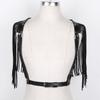FEESHOW Unisex Punk PU Leather Shoulder Harness with Tassels, Black, One Size view 2