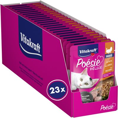 Vitakraft Poésie Délice Wet Cat Food with Turkey in Sauce, 23 x 85 g