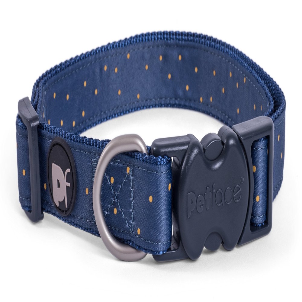 Petface Dog Collar, Mustard with Dots, Small