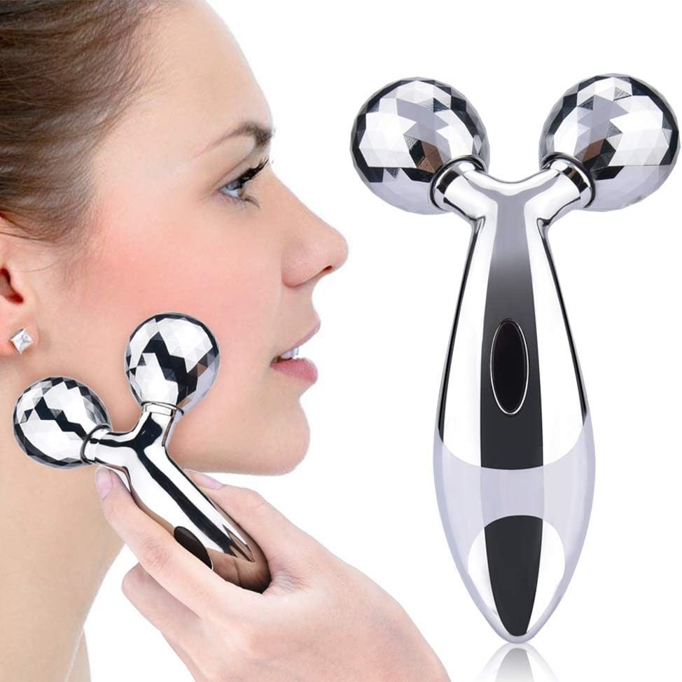 Glamza 3D Roller Massager for Face and Body, 360° Rotating, Anti-Wrinkle and Lifting