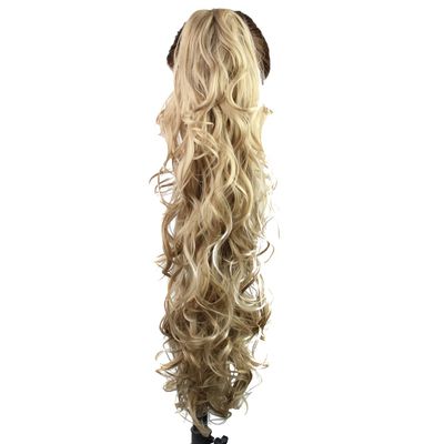 FRCOLOR Long Messy Curly Ponytail Extension with Flat Claw Clip