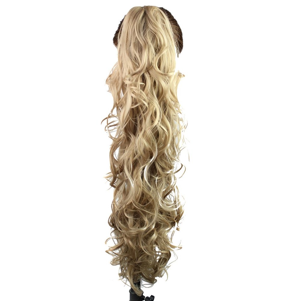 FRCOLOR Long Messy Curly Ponytail Extension with Flat Claw Clip