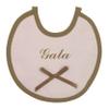 Set of 3 Personalized Embroidered Cotton and Terry Bibs, Pink and Camel view 2