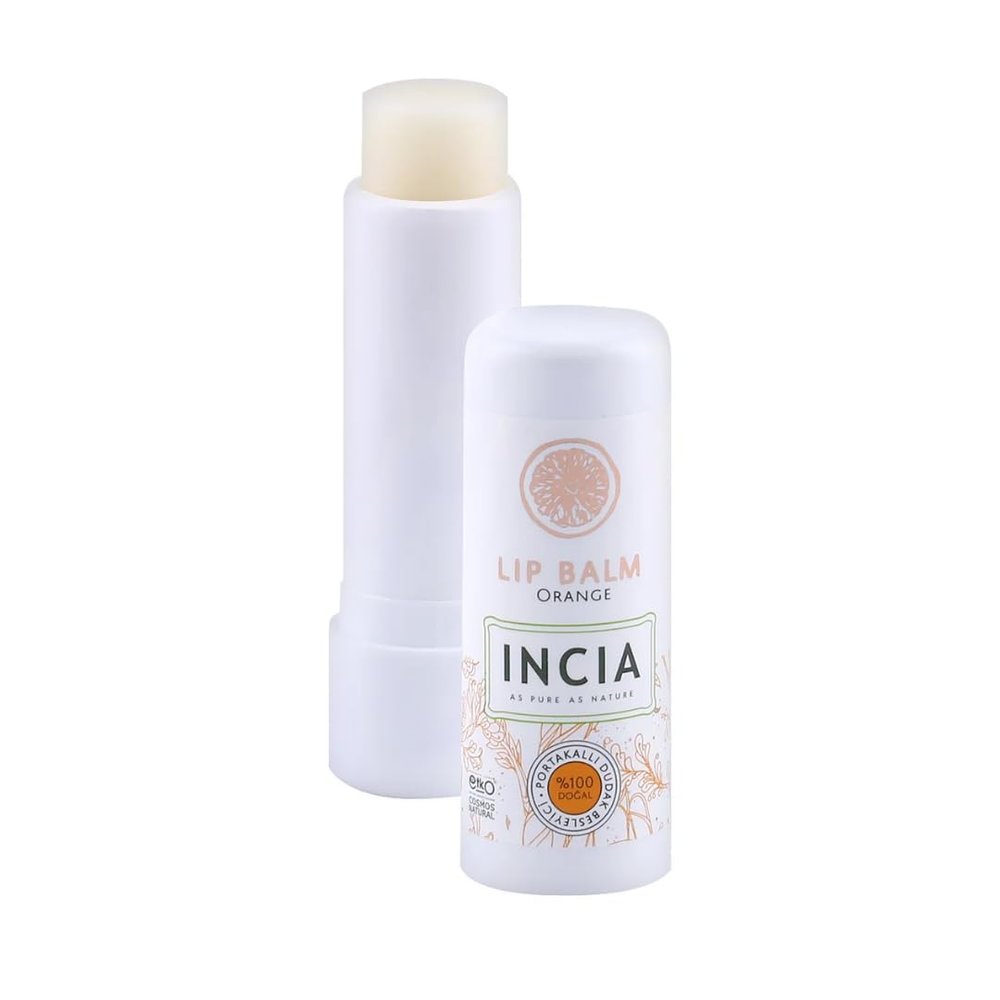 Incia Orange Lip Balm – Natural, Vegan, Intensive Care for Dry Lips, Organic Formula, Dermatologically Tested, Moisturizing