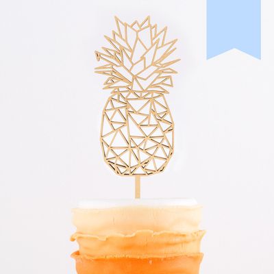 KLEINLAUT 3D Caketopper “Origami Pineapple,” 8.0 x 22 cm, Pastel Blue
