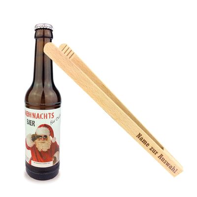 Christmas Gift for Men, Beer, Grill Tongs, Name Engraving, St. Nicholas, Grill Tongs Name: Jochen