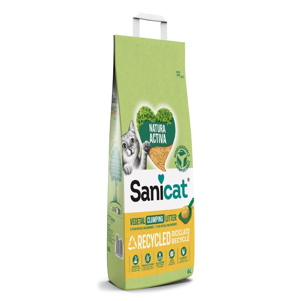 Sanicat Clumping Cat Litter from Recycled Corn Cobs, 6L