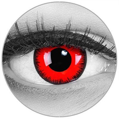 Funnylens Red Lunatic Red Contact Lenses with Black Rim, Non-Prescription, 2-Pack