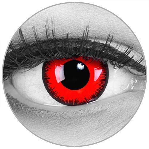 Funnylens Red Lunatic Red Contact Lenses with Black Rim, Non-Prescription, 2-Pack