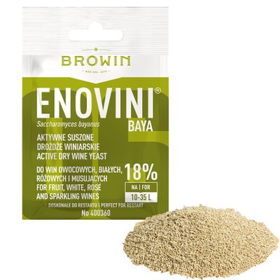 Browin 400360 Enovini Baya Active Dry Wine Yeast for White and Rosé Wines, 7 g, 10–35 L, up to 18% ABV
