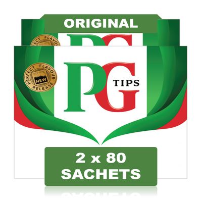 PG Tips | One Cup Tea | Original Black Tea | Created for True Tea Lovers Since 1930 | Most Refreshing and Flavorful Taste | 2-Pack | 2 x 80 Black Tea Bags